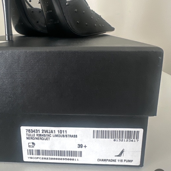 SAINT LAURENT Black anja pumps in rhinestone mesh 39.5 - Picture 7 of 7